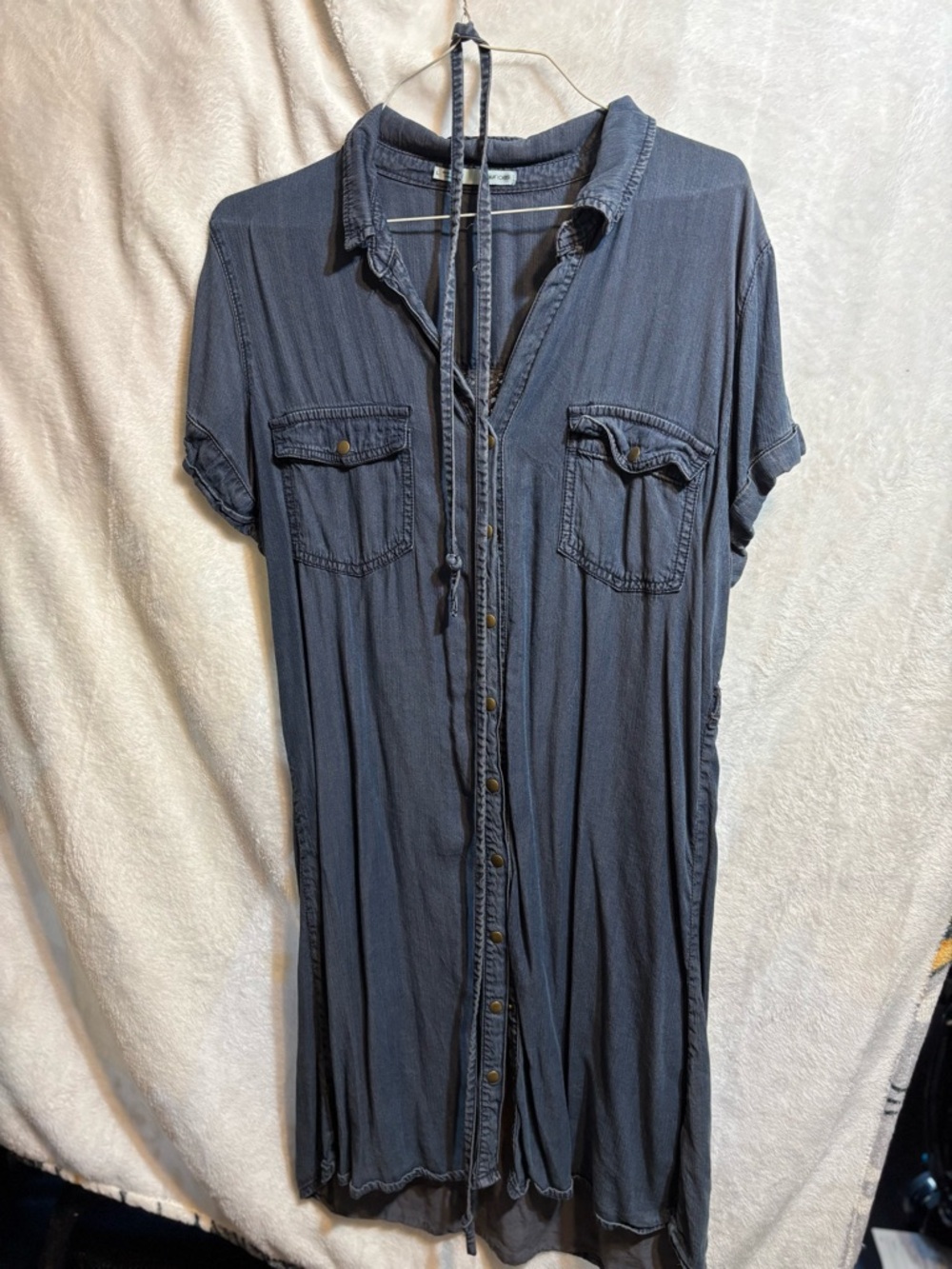 Maurices Slate Button-Front Midi Shirtdress
